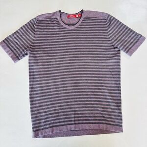 Agave West Coast Luxury Men's Shirt Size M Purple Black Stripe Knit Short Sleeve